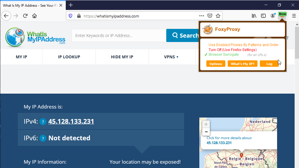 Turn on Browser Surrogate