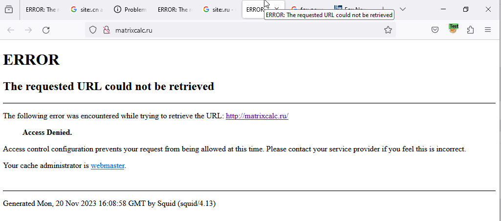 Blocked RU webpage